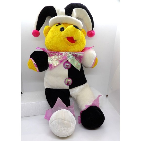 Vtg. Joker Teddy Bear Black and White 18in. preowned - Picture 1 of 4